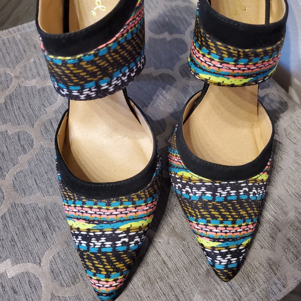 Multicolored Mule Heels